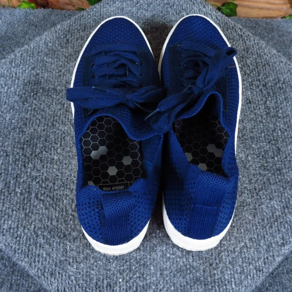 Dolce Vita Zina Women Fashion Sneaker Size 8.5 Athletic Walking Navy Blue Knit
